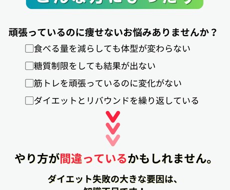 なぜか痩せないお悩みを解消！食事アドバイスします 夫婦で-15kg達成の食生活アドバイザーが脱リバウンド後押し イメージ2