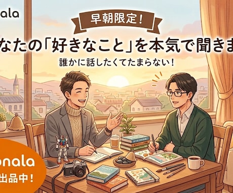 早朝限定！あなたの「好きなこと」を本気で聞きます ​教養ゼロの私に知識を！あなたの「好き」を全力で受け止めます イメージ1