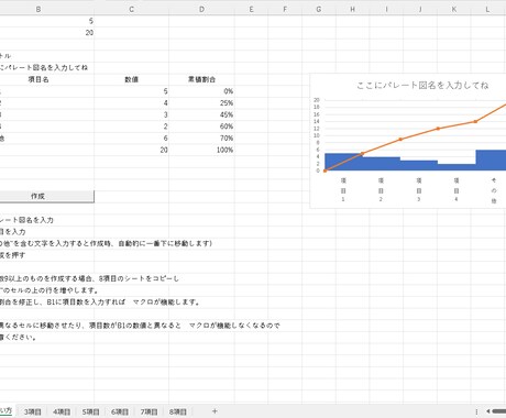 自動で表をパレート図に！ExcelVBAを売ります 【PC知識要らず】パレート図作成自動化！ イメージ1