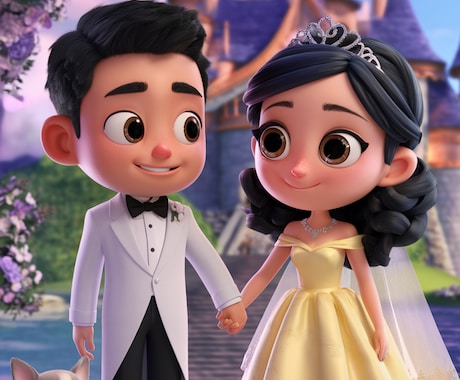 3Dアニメ風ウェルカムボード（ピクサー風）作ります お二人の思い出や個性を世界観に反映してゲストを盛り上げます イメージ2