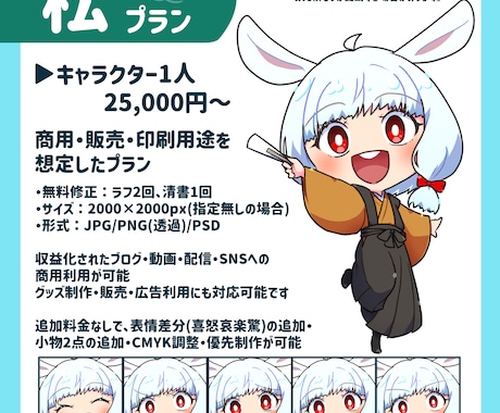 商用可！印象に残るミニキャライラスト描きます 配信・動画・グッズに！用途に合わせて選べる、高品質な3プラン イメージ2