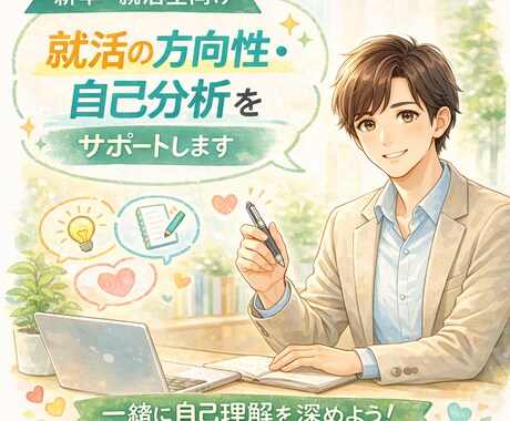 就活の方向性・自己分析をサポートします 就活始めたてでも大丈夫、あなたらしさを大切に整えます イメージ1