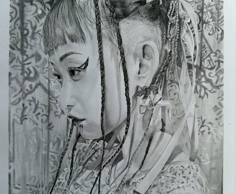 鉛筆画で人物の似顔絵を手描きで作成を致します 画像をもとに手描きの似顔絵描きます。一点もので原画送ります イメージ1
