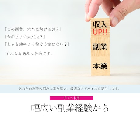 多ジャンルの副業経験者があなたの悩みに答えます 医療・デザイン・投資・AI・不動産・マーケティングの経験あり イメージ1