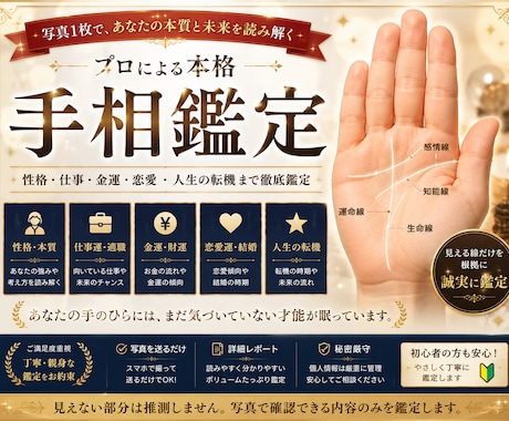 性格・金運・恋愛を手相鑑定します 写真1枚であなたの本質と未来を読み解きます イメージ1