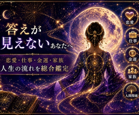 総合鑑定あなたの人生の流れを霊視と星読みで視ます 恋愛・仕事・金運・人間関係・子宝・結婚等あらゆるお悩みに イメージ1