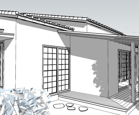 初期イメージに活用！建築士がスケッチパース描きます イメージ画として平面図や立面図から線画を描きます。 イメージ2