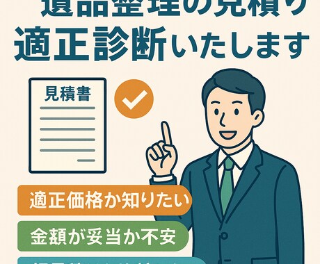 遺品整理の見積り適正診断いたします ２０年の遺品整理プロによる損しないための見積り診断 イメージ1