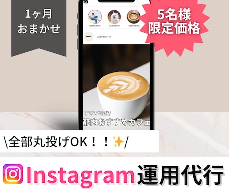 激安！Instagram1ヶ月運用します 画像作成から投稿まで全部おまかせ！認知度を上げるインスタ運用 イメージ1