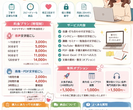 文字起こし・データ入力承ります 丁寧で見やすい文字起こしを行います イメージ1