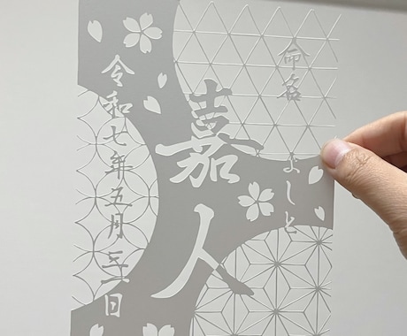 手作りの温もりを贈る、切り絵の命名書を作ります 一枚の紙から、お子様の誕生を彩るアートをお作りします。 イメージ2