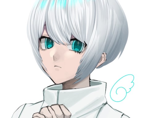 背景なしのバストアップ構図のイラストを作成します 手を含む構図でキャラクターを描きます。 イメージ2