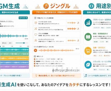 ココナラ最安値｜音楽生成AI教えます 音楽生成AIの使い方を基礎から教えます イメージ1