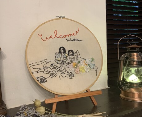 オーダーメイドで刺繍のウェルカムボード作成します お二人らしい、オリジナルなデザインを一緒に考えましょう