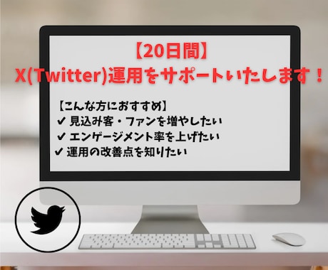 X(Twitter)運用を20日間、サポートします 個別対応で「集客に繋がる・ファンが増える」X運用を行います イメージ1