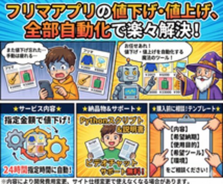フリマアプリの全ての商品を自動的に値下げします 値下げにかかる時間を短縮化！！寝ている間に値下げ！！ イメージ1