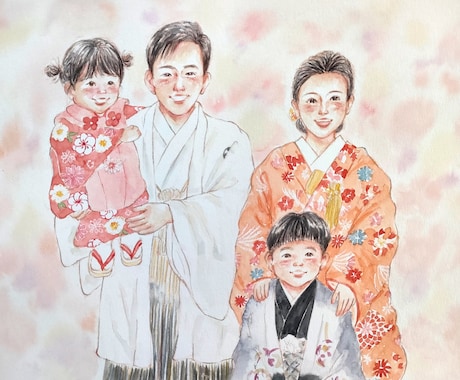 手描きの温かい似顔絵を水彩でお描きします 還暦祝いや米寿祝い、ウェディングにおすすめです(A4サイズ) イメージ2
