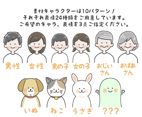 けみイラストで統一したい方に！キャラ素材販売します 【ブログ会話の相手役、SNS記事の素材、カットイラストに】 イメージ2