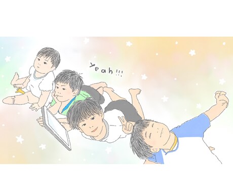 写真を模写し、暖かみのある似顔絵を描かせて頂きます 写真を元に描きます。アップ、後ろ姿、全身どれでもOKです イメージ2