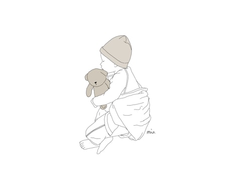 ニューボーン・赤ちゃんの線画イラストをお描きします イメージ1