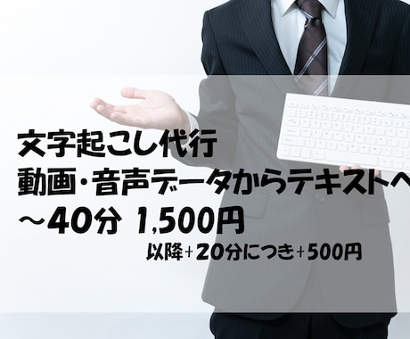 文字起こし代行：動画・音声データをテキスト化します 40分 1,500円　ご用命ください イメージ1