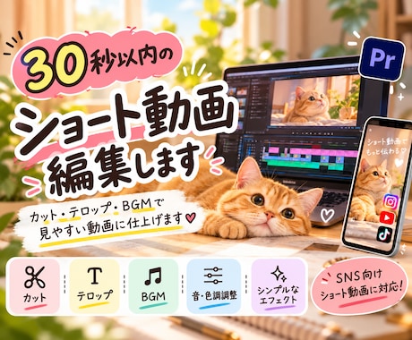 30秒以内のショート動画を編集します イメージ1