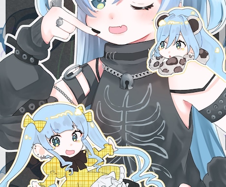 ラフ修正無制限！イラスト・ヘッダーなど作成します キラキラポップなイラストを描きます！お気軽にご相談ください！ イメージ1
