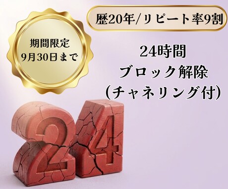 9/30迄モニター価格/24時間ブロック解除します まずは気軽に24時間ブロック解除(クリアリング)を体験 イメージ1
