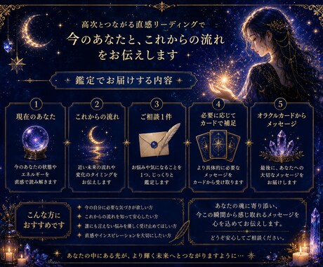高次とつながり直感で今と未来を読み解きます 今のあなた・未来の流れ・お悩み1件を丁寧に視ます イメージ2