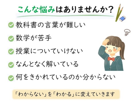 授業についていけない子へ　中学数学を丁寧に教えます 添削付き+1対1対応　チャットでの参加もOK イメージ2
