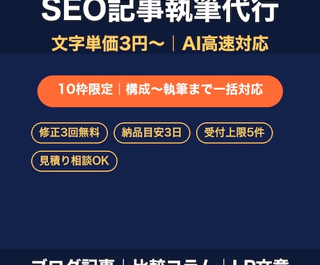 10枠限定|SEO記事を執筆します 文字単価3円〜|構成から執筆までAI高速対応 イメージ1