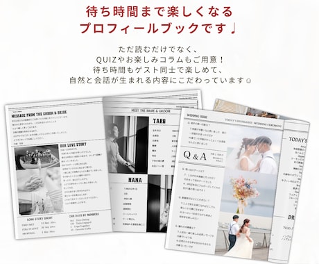 操作手順付き◎英字新聞風プロフィールブック作れます 【即納品】Canvaで編集/ 席次表入り！初心者OK簡単作成 イメージ2