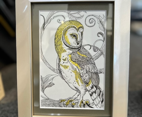 一点もの手描き額装済みアートを創作いたします 細いサインペンを使用した精密画を得意としております！ イメージ2