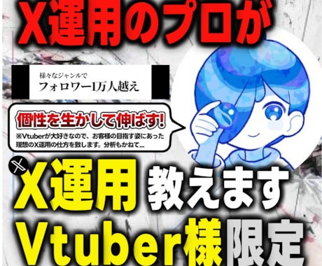Vtuber様限定！X運用のプロがコンサルします 1ヶ月間、フォロワー1万人の僕が直々に破格でコンサルします。 イメージ1
