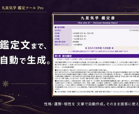 九星気学ツール自動鑑定を提供致します Excel不要。なぜこの結果かまで自動で表示。 イメージ2