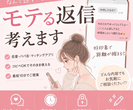 恋人への返信・パパ活返信考えます なんて返す？を即解決。モテる返信つくります」 イメージ1