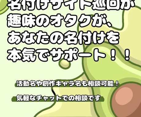 名付けの悩み聞きます 名付けサイト巡回が趣味の名前オタクが、名付けの助けとなります イメージ1