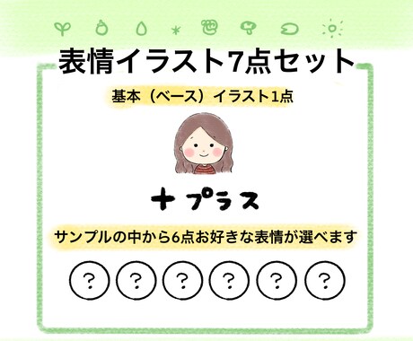 ほんわかゆるかわ☆表情&動作7点セット作ります 安い♪お得☆たくさんのサンプルから選べます☆ イメージ2
