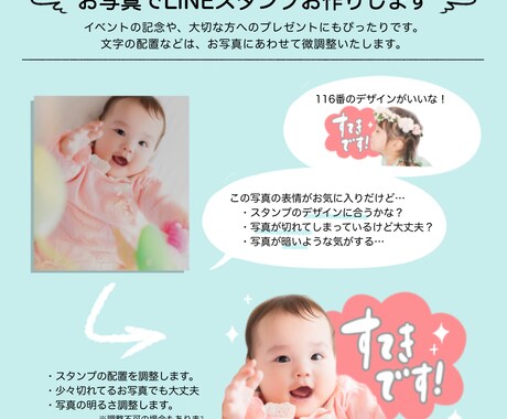 お写真でLINEスタンプお作りします コンパクトレインボー｜どんなお写真もご相談下さい イメージ2
