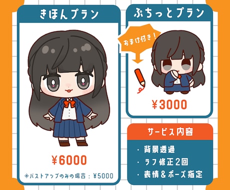 商用利用OK！ポップでかわいいミニキャラ制作します ！特別価格！　●やさしい鉛筆タッチ　グッズや配信におすすめ！ イメージ2