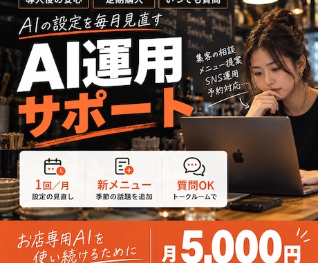 お店のAI運用を毎月サポートします イメージ1