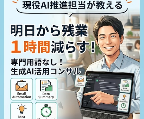 あなたの仕事に合うAI活用法を相談します 上場企業のAI推進担当が専門用語なしで伴走 イメージ1