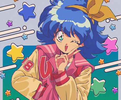 90's風のレトロポップなイラストを描きます SNSアイコン・グッズ制作等様々な用途に対応いたします イメージ1