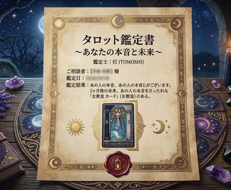 タロット鑑定◆あの人の本音と未来の鑑定書を送ります 丁寧で美しい日本語で、明日を生きるための小さな光を灯します。 イメージ2