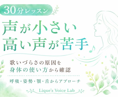 声が小さい・高い声が苦手｜ボイトレで改善します 初心者OK♪「なんだか歌いづらい…」その原因にアプローチ！ イメージ1