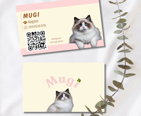 かわいい”うちの子”名刺をお作りしてます ねこちゃん名刺！かわいいパステルバイカラー イメージ1