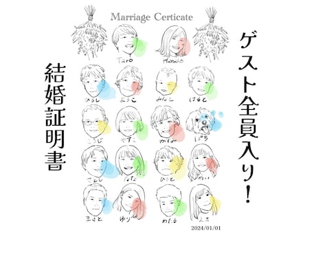 最安価！ゲスト全員入り結婚証明書描きます イメージ1