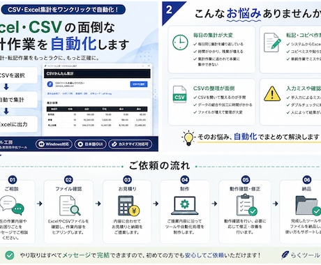 Excel・CSVの面倒な集計作業を自動化します 毎日の集計・転記作業を効率化します イメージ2