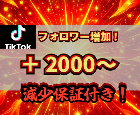 TikTokフォロワー2000人〜増やします 12月限定の特別価格！全世界へを宣伝！減少保証付き イメージ1