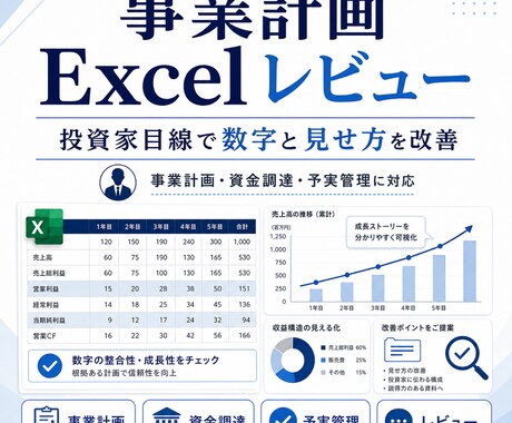 事業計画Excelレビューします 投資家目線で数字と見せ方を改善 イメージ1